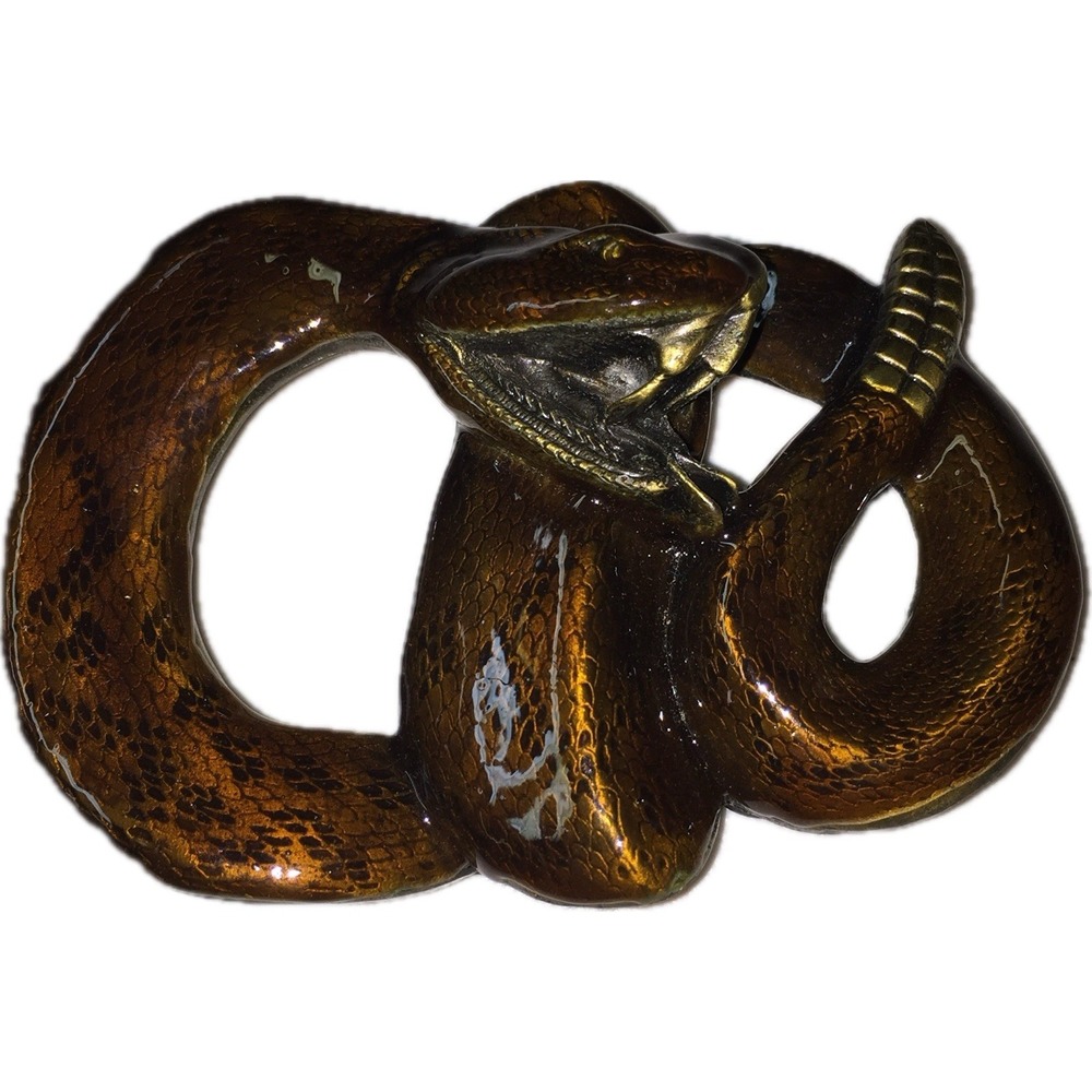 Vintage 1991 Great American Buckle Co Rattlesnake Snake Belt Buckle